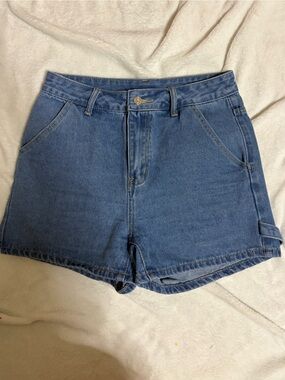 Blue Denim Relaxed High-Rise Shorts